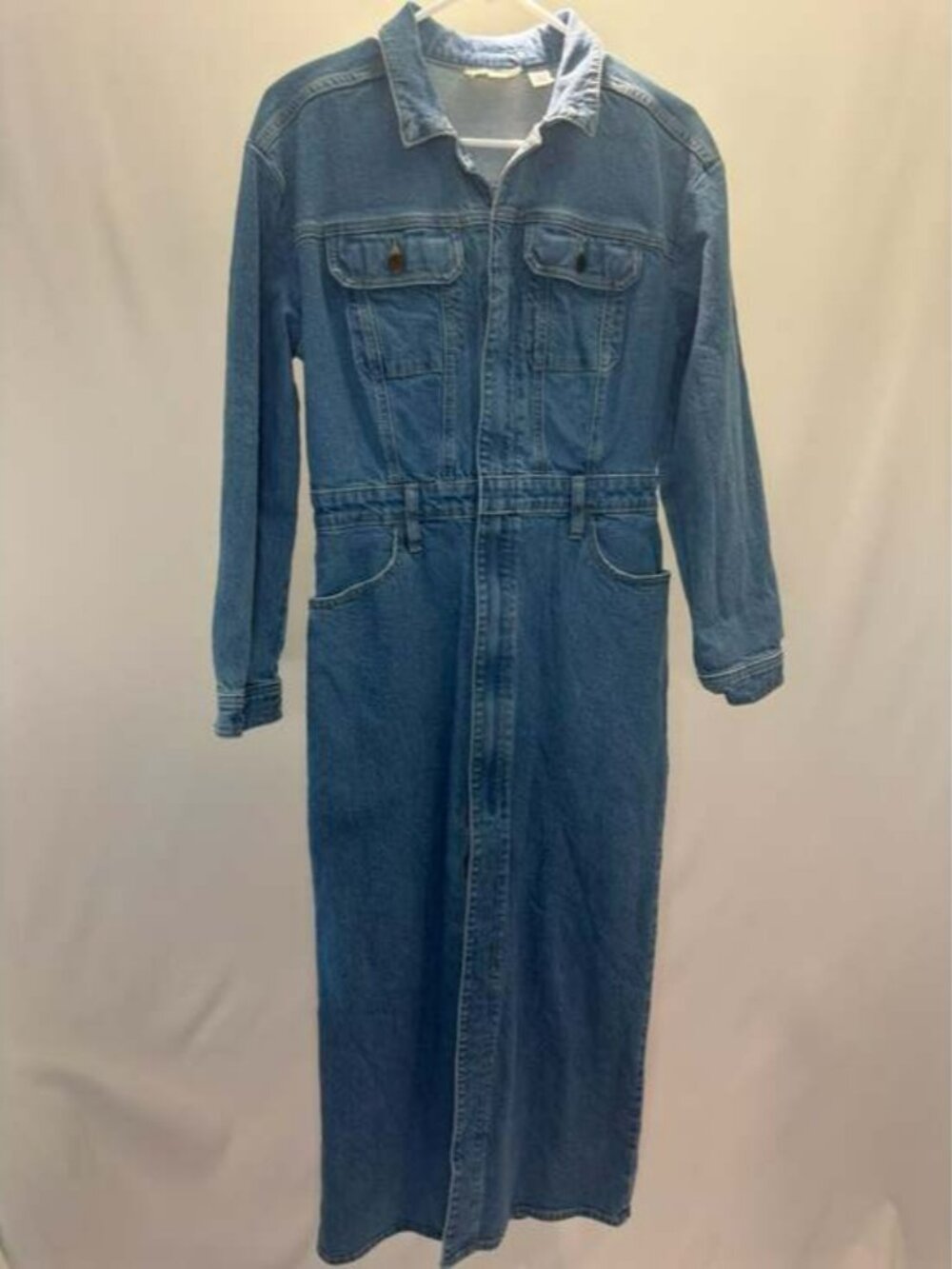 Universal Thread Women's Long Sleeve Denim Maxi Shirtdress in Medium Wash